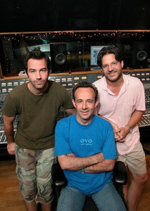 Pictured (L-R) are Duncan Sheik, engineer Kevin Killen, and producer Pat Leonard.  Photo by Mr. B.