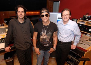 (L-R) Engineer Eric Valentine, Slash, and Bernie.