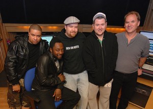 Pictured (L-R) Dante Santiago, A&R creative executive producer; will.i.am, artist/executive producer; Dylan â€œ3Dâ€ Dresdow, mixer; Padraic â€œPadlockâ€ Kerin, recording engineer; Chris Bellman, mastering engineer.