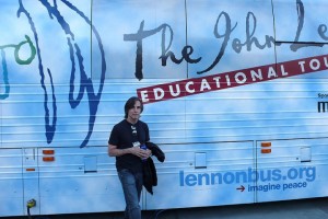 JacksonB Jackson Browne outside the Lennon bus.