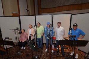 Pictured in Ocean Wayâ€™s historic Studio A are Beach Boys (L-R) Brian Wilson, Al Jardine, â€œVice Principalâ€ Jeffrey Foskett, Mike Love, David Marks, and Bruce Johnston.  Photo by David Goggin.