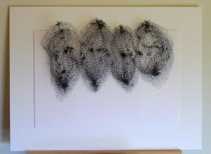 Keiko Kasai  â€œShadow Tremor 6â€  2014  40â€ x 30â€ Black Fabric, Sumi Ink on Paper